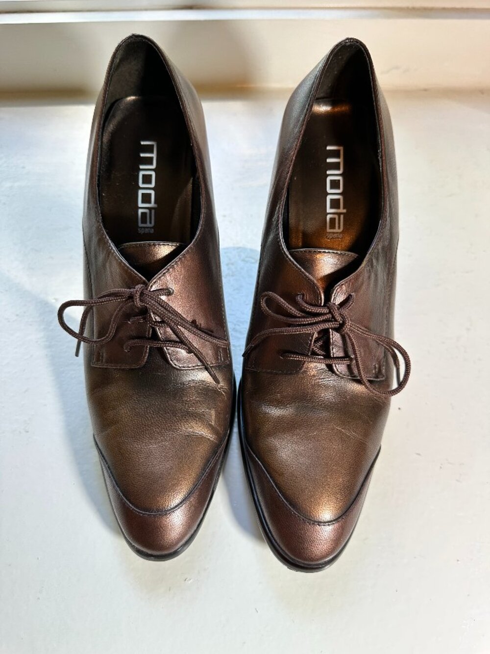 Vintage Moda Spana Leather Oxford Pointy Toe Heels Size 8.5 US